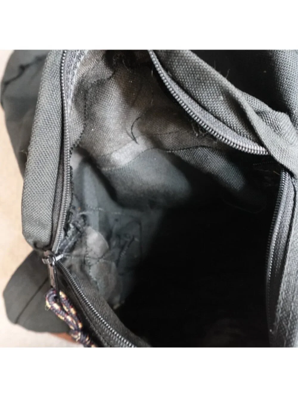 Vintage Jansport Backpack Black Solid Suede Bottom